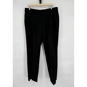 Haggar Men's Sz 38x31 Dress Pants Black‎ Pleated Career Trousers Office Formal